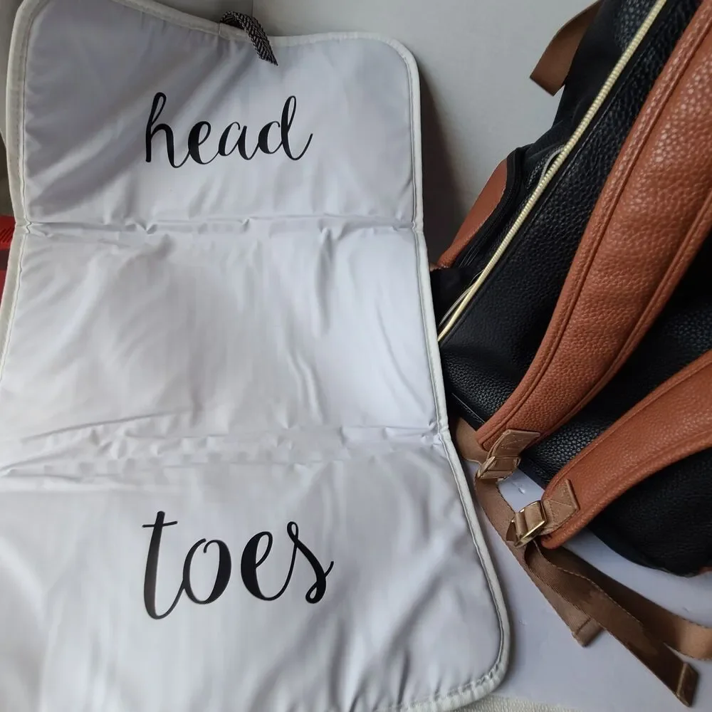 Itzy Ritzy Big Diaper Bag Backpack Coffee Cream Gray Herringbone